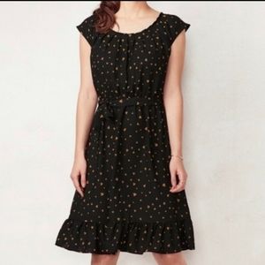 Lauren Conrad Pleated Neck Dress with Gold Hearts